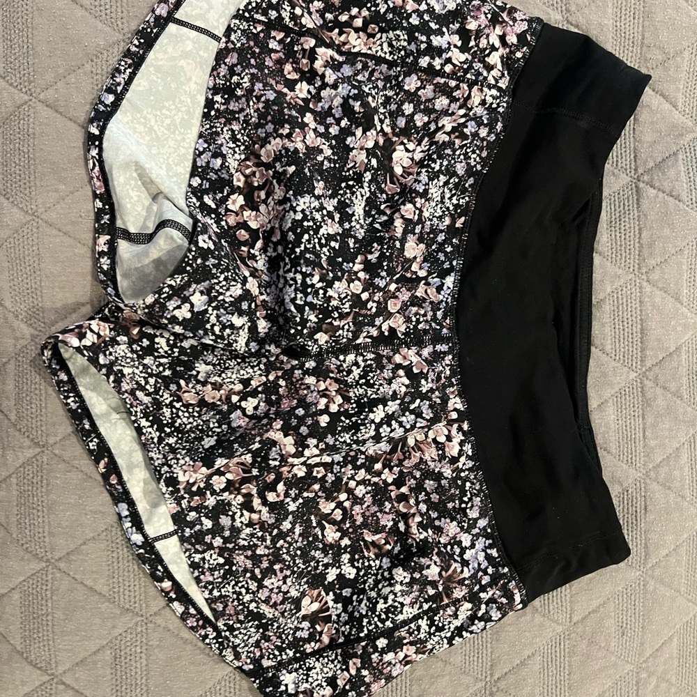 lululemon athletica Black Floral Athletic Shorts